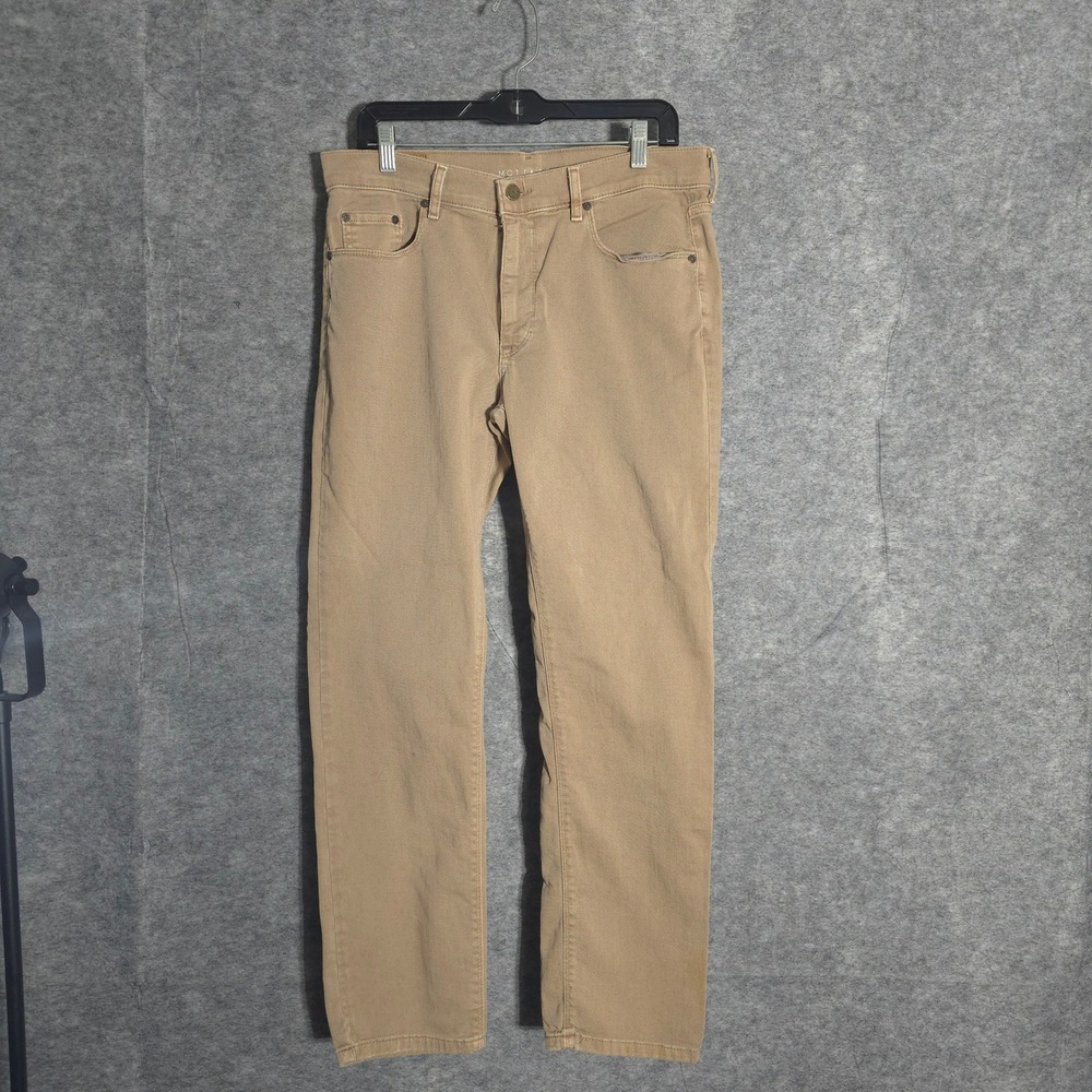 Mott & Bow Slim Fit Pants Mens 33x30 Khaki Tan Stretch Cotton Twill 5 Pocket